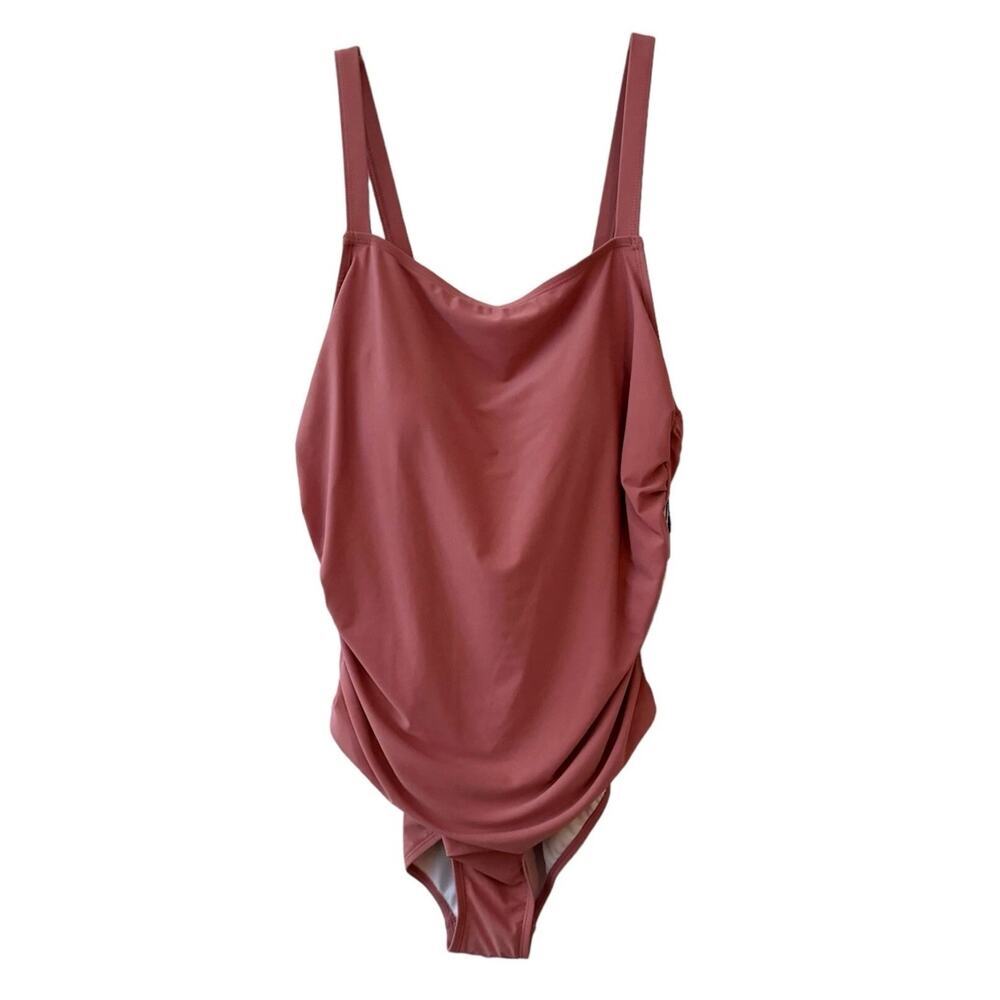 Catherine Malandrino 1X Swimsuit One Piece Mesa Rose Ruched Sides NWT $120 Plus